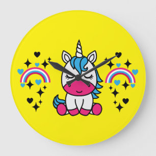 Little Girls Unicorn Pony Große Wanduhr
