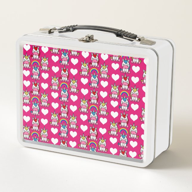 Little Girls Unicorn Pony Metall Brotdose (Vorderseite)