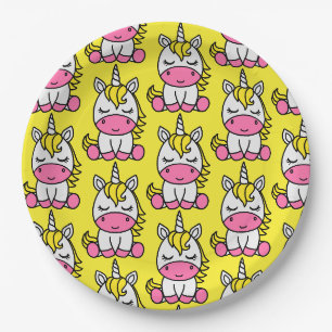 Little Girls Unicorn Pony Pappteller