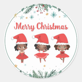Little Girls Weihnachtszeit Weihnachtsmannmütze Ba Runder Aufkleber