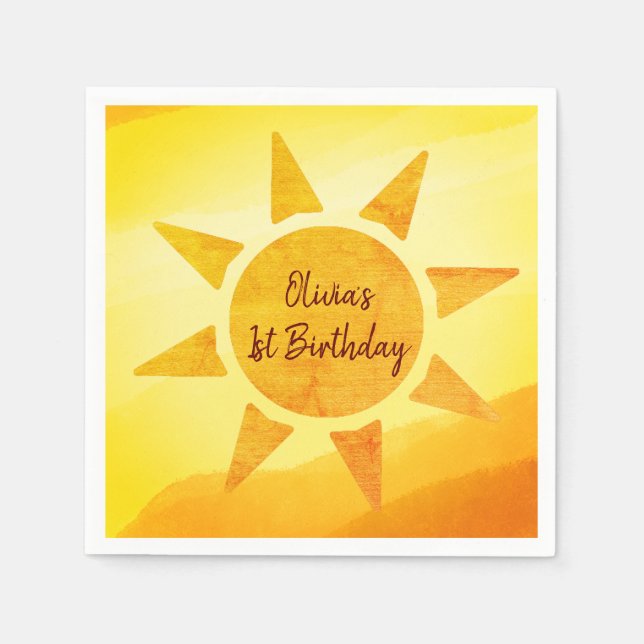 Little Gold Sunshine Boho Birthday Napkins Serviette (Vorderseite)