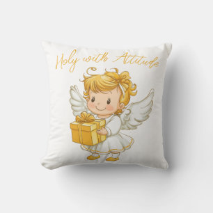 Little golden Angel with Gift  Kissen