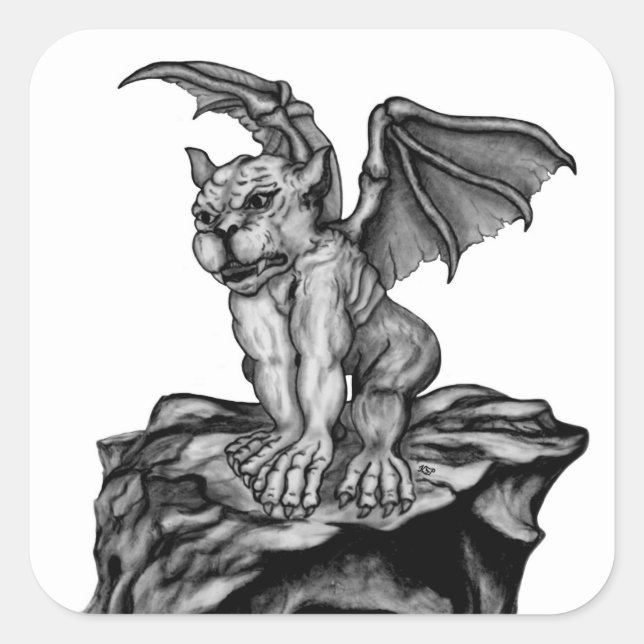 Little Golem Gargoyle Quadratischer Aufkleber (Vorderseite)