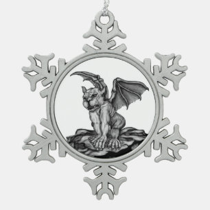 Little Golem Gargoyle Schneeflocken Zinn-Ornament