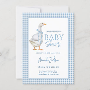 Little Goose Blue Boy Baby Dusche Einladung