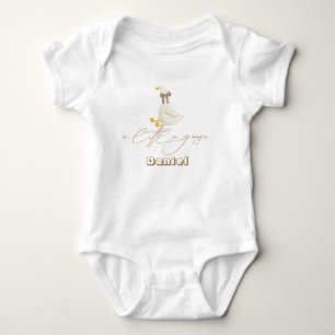 Little Goose Typography Baby Name Strampler