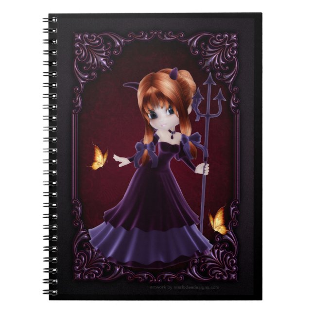 Little Goth Devil Girl Design 5 Note Livre (Devant)