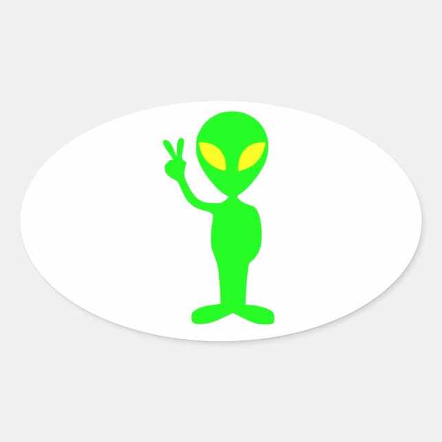 Little Green Alien Ovaler Aufkleber (Vorderseite)