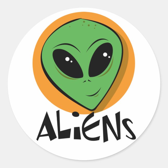 Little Green Alien Runder Aufkleber (Vorderseite)