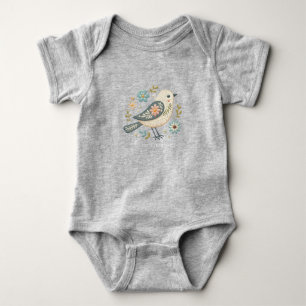 Little Green Bird Floral Baby Bodysuit Baby Strampler