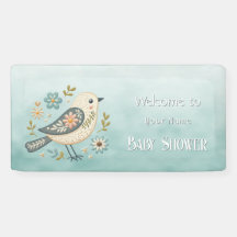 Little Green Bird Floral Baby Dusche