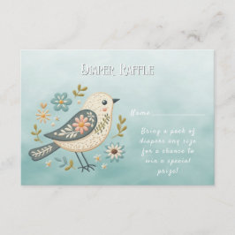 Little Green Bird Floral Baby Dusche Begleitkarte