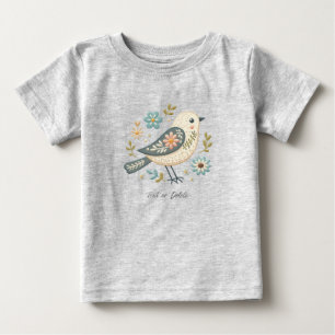 Little Green Bird Floral Baby T - Shirt