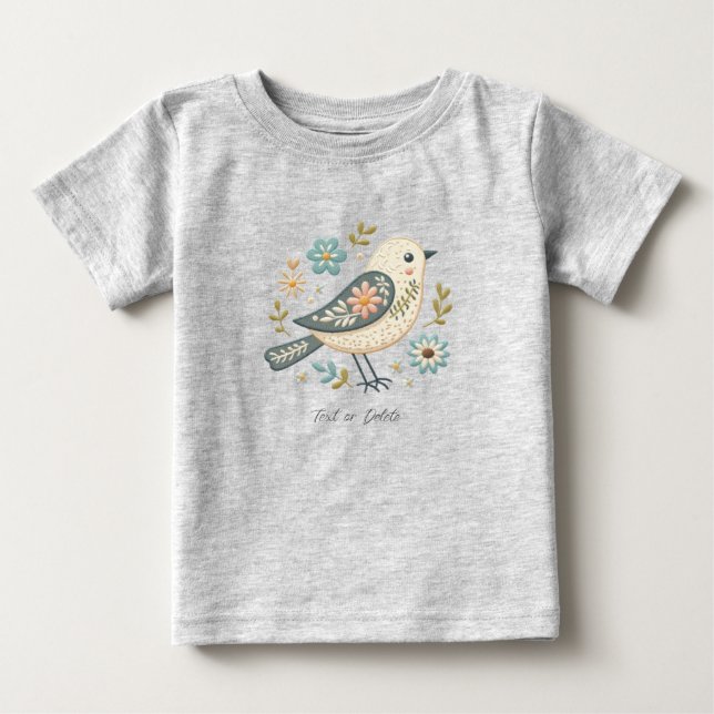 Little Green Bird Floral Baby T - Shirt (Vorderseite)