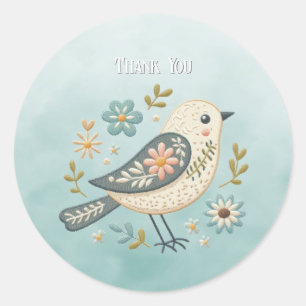 Little Green Bird Floral Sticker