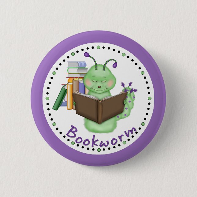 Little Green Bookworm Button (Vorderseite)