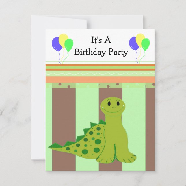 Little Green Dinosaur Party Einladung (Vorderseite)