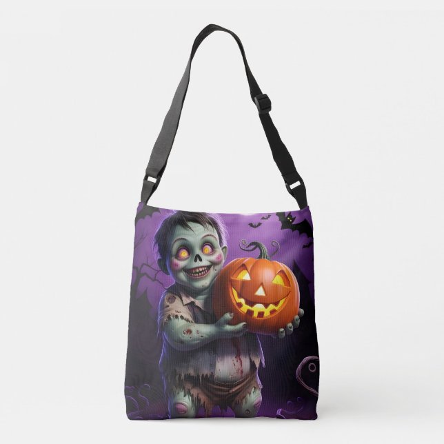 Little Green Monster & Pumpkin Friend Tasche (Rückseite)