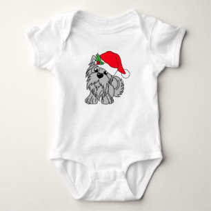 Little Grey Christmas Doggie Baby Jersey Bodysuit Strampler