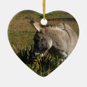 Little Grey Donkey w/Wildblumen Keramik Ornament