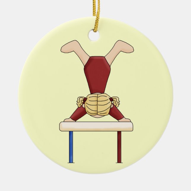 Little Gymnast auf Balancebrahl Keramik Ornament (Vorne)