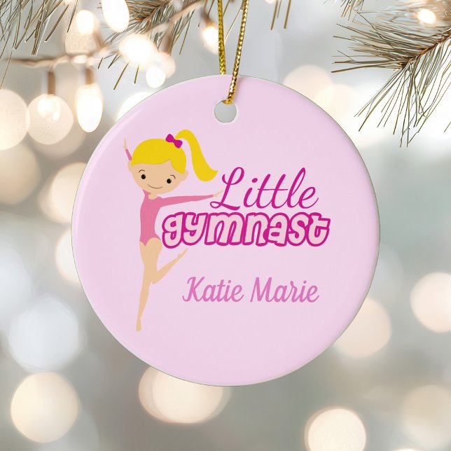 Little Gymnast Hübsch Pink Blonde Kinder Weihnacht Keramik Ornament (Von Creator hochgeladen)