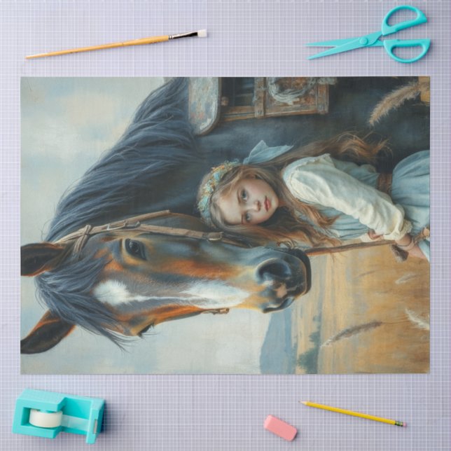 Little Gypsy Girl with her horse Seidenpapier (Basteln)