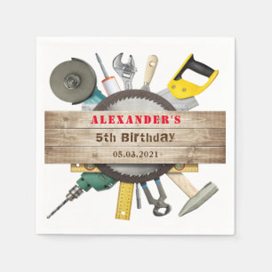 Little Handyman Boy Birthday Party Paper Napkin Serviette