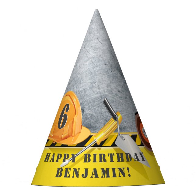 Little Handyman Construction Birthday Partyhütchen (Vorderseite)