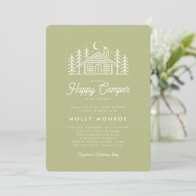 Little Happy Camper Baby Shower Invitation  Einladung (Stehend Vorderseite)