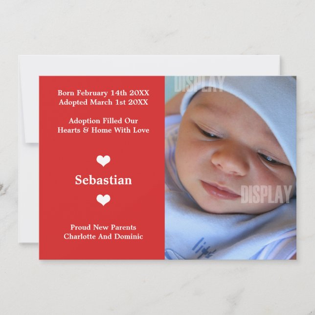 Little Heart New Baby Adoption Faire-part (Devant)