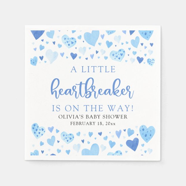 Little Heartbreaker Blue Valentine Baby Dusche Serviette (Vorderseite)