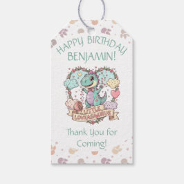 Little Hearts Dino Birthday Personalized Geschenkanhänger