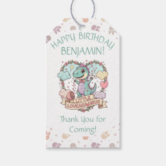 Little Hearts Dino Birthday Personalized Geschenkanhänger