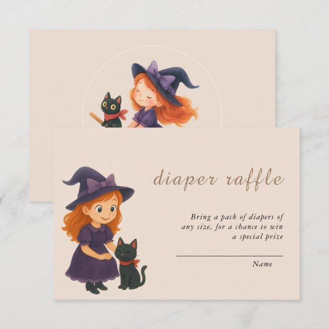 Little Hexe & Cat Theme Babyduschbuch für Baby Begleitkarte (Vorne/Hinten)