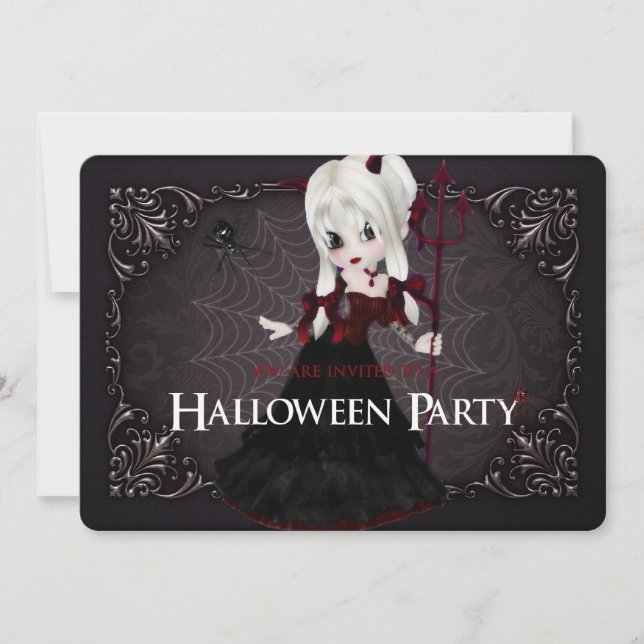 Little Hexe Fantasy Halloween-Party Einladung 2 (Vorderseite)