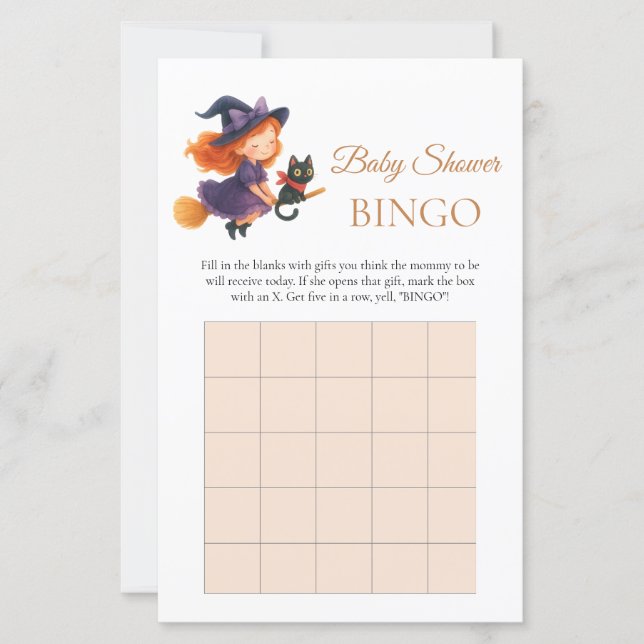 Little Hexe Girl Baby Shower Bingo Game (Vorderseite)