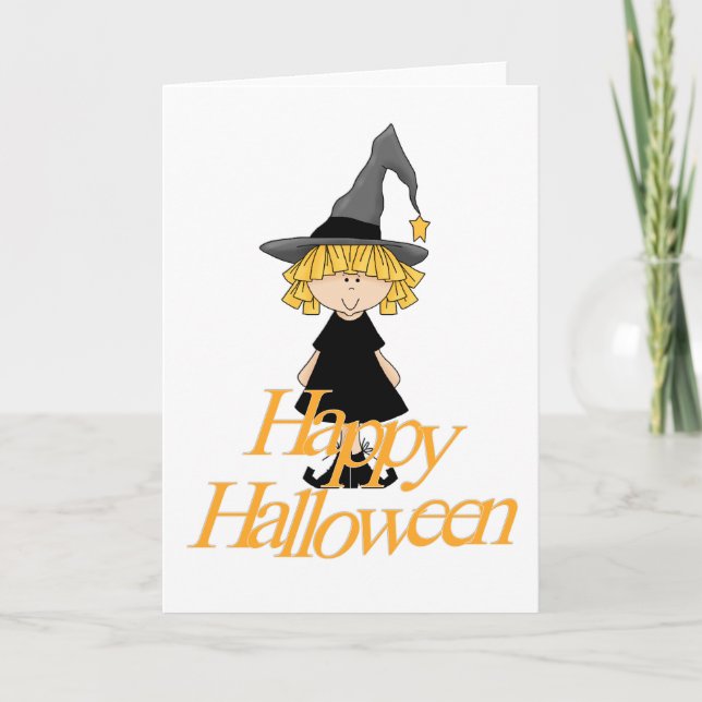 Little Hexe Happy Halloween Karte (Vorderseite)