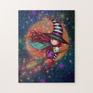 Little Hexe mit Cat Halloween Art