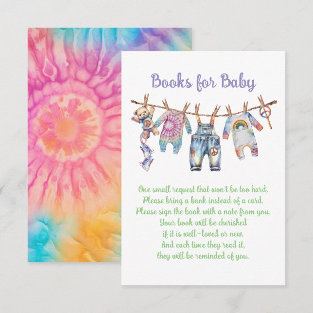 Little Hippie Tye Dye Clothesline Books for Baby Einladung (Vorne/Hinten)