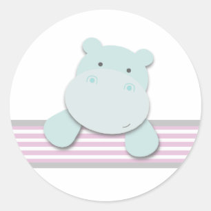 Little Hippo {Pink} Aufkleber