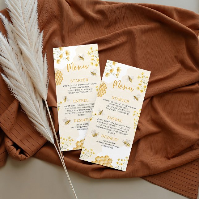 Little Honey Baby Shower 4x9 Menu Card (Créateur téléchargé)