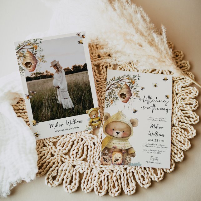 Little Honey Bear Foto Baby Shower Einladung (Von Creator hochgeladen)