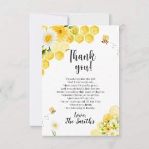 Little Honey Bee Baby shower Merci Cartes