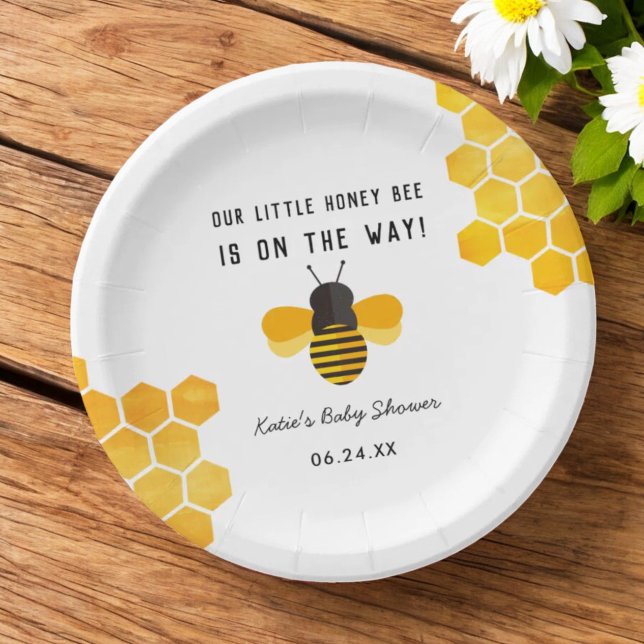 Little Honey Bee Baby Shower Plate Pappteller (Von Creator hochgeladen)