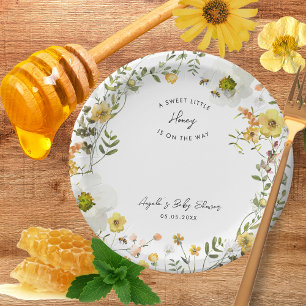 Little Honey Bee Yellow Wildblumen Babydusche Pappteller