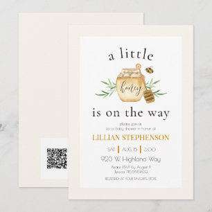 Little Honey Is On The Way Bee Baby Shower QR Code Einladung