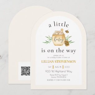 Little Honey Is On The Way Bee Baby Shower QR Code Einladung