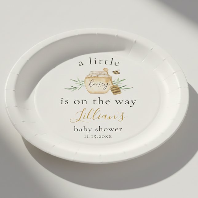 Little Honey Is On The Way Bee Baby Shower Welcome Pappteller (Von Creator hochgeladen)