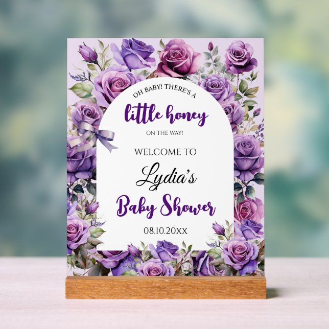 Little Honey Lila Rose Baby Dusche Willkommen Acrylschild (Neutral)